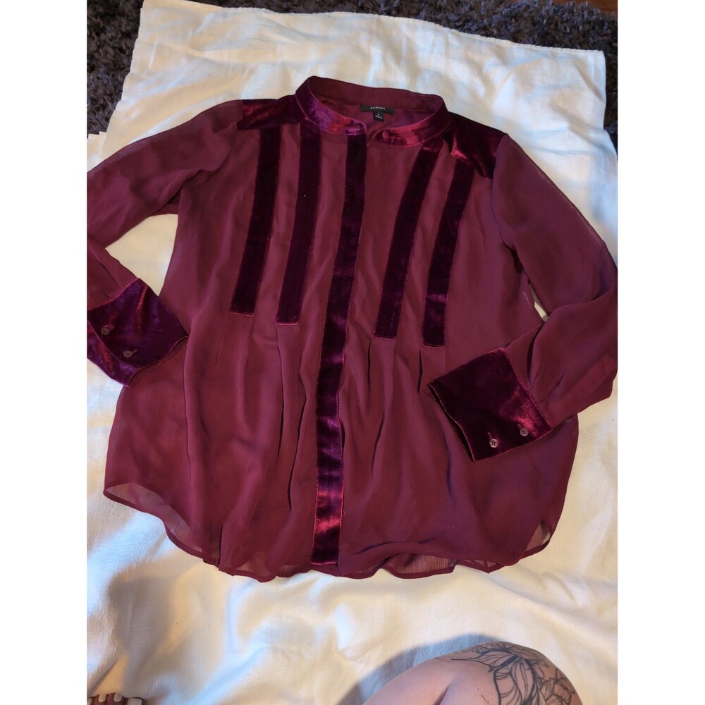 Alfani red see through shirt size medium blouse